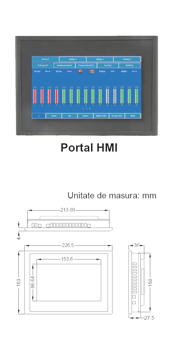 Local display and operating level (optional) PBAT Gate for Foton battery monitoring system.